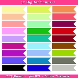 Ribbon Banner Clipart, Banner Ribbon Clip art, Clipart Labels, Scrapbook, Digital Banners, Ribbon Graphic, Invitations, Commercial