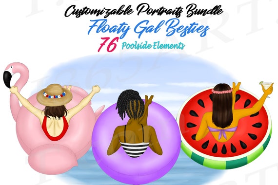 Download Best Friends Clipart Bff Clipart Custom Best Friends Floaty Girls Custom Girl Clipart Sisters Clipart Summer Besties Portrait Dress Up By I 365 Art Catch My Party