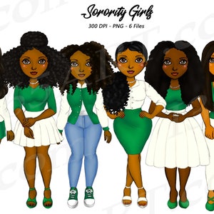 Sorority Girls Clipart, Sisterhood Clip Art, Black Women, Afro Girl PNG, Greek Life, African American, Black Girl Planner, Digital Download