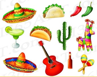 50% OFF Mexican Fiesta Clipart, Mexican Fiesta Clip Art, Cinco De Mayo Clipart, Mexican Clipart, Taco Tuesday, Mexican Food, taco party, PNG