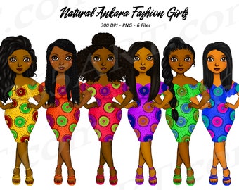 Ankara Fashion Girls Clipart, Afro Women PNG (Digital Download)