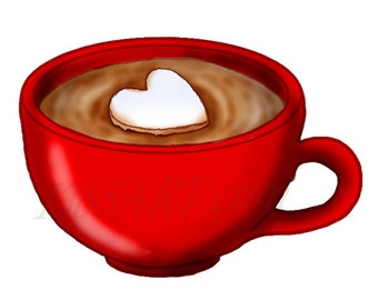 Red Hot Cocoa Cup Clipart, Hot Chocolate Clipart, Hot Chocolate Clip art, Digital Graphic, Scrapbooking, Party Invitation, PNG