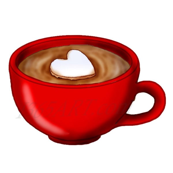 Red Cocoa Cup Clipart, Heart Marshmallow, Winter Graphic (PNG/JPEG)