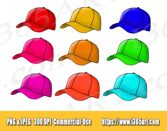 Baseball Hat Clipart, Hat Clipart, Hat Clip Art, Baseball Cap Clipart,  Scrapbooking, Hand Drawn, Digital Hat, Invitations, Download 