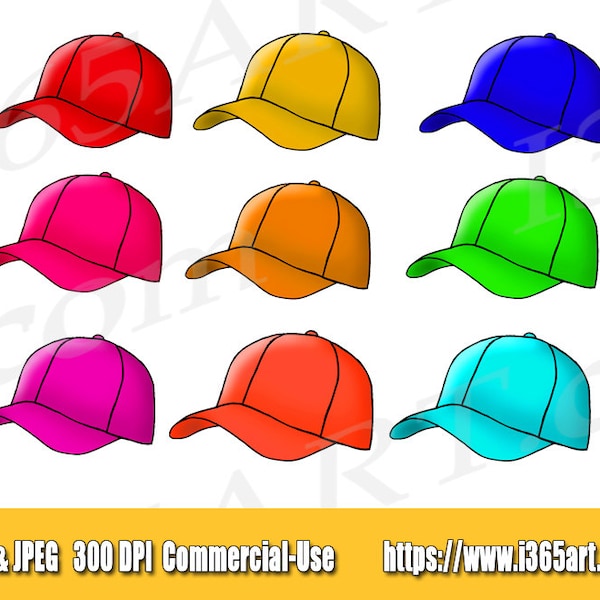 Baseball Hat Clipart, Hat Clipart, Hat Clip Art, Baseball Cap Clipart, Scrapbooking, Hand Drawn, Digital Hat, Invitations, Download