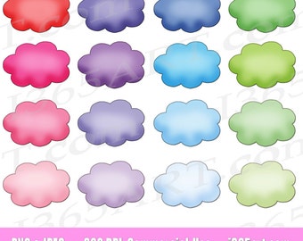 Cloud clipart, cloud clip art, weather clipart, fluffy clouds, digital scrapbooking, planner graphics, baby shower, Commercial