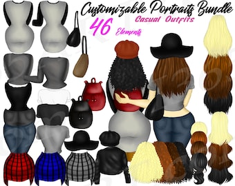 Customizable Best Friends Clipart, Fashion Girls (PNG)