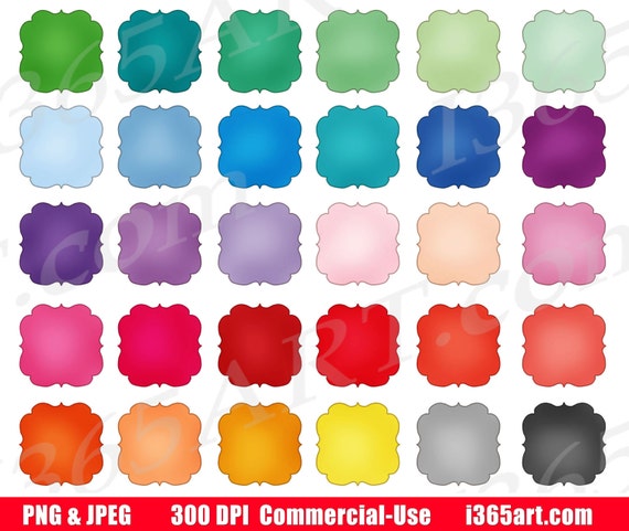 Buy 3 Get 1 Free 30 Digital Bracket Frames Clipart, Square Borders Clip Art, Printable Labels, PNG Tags, Scalloped, Commercial Download Il_570xn