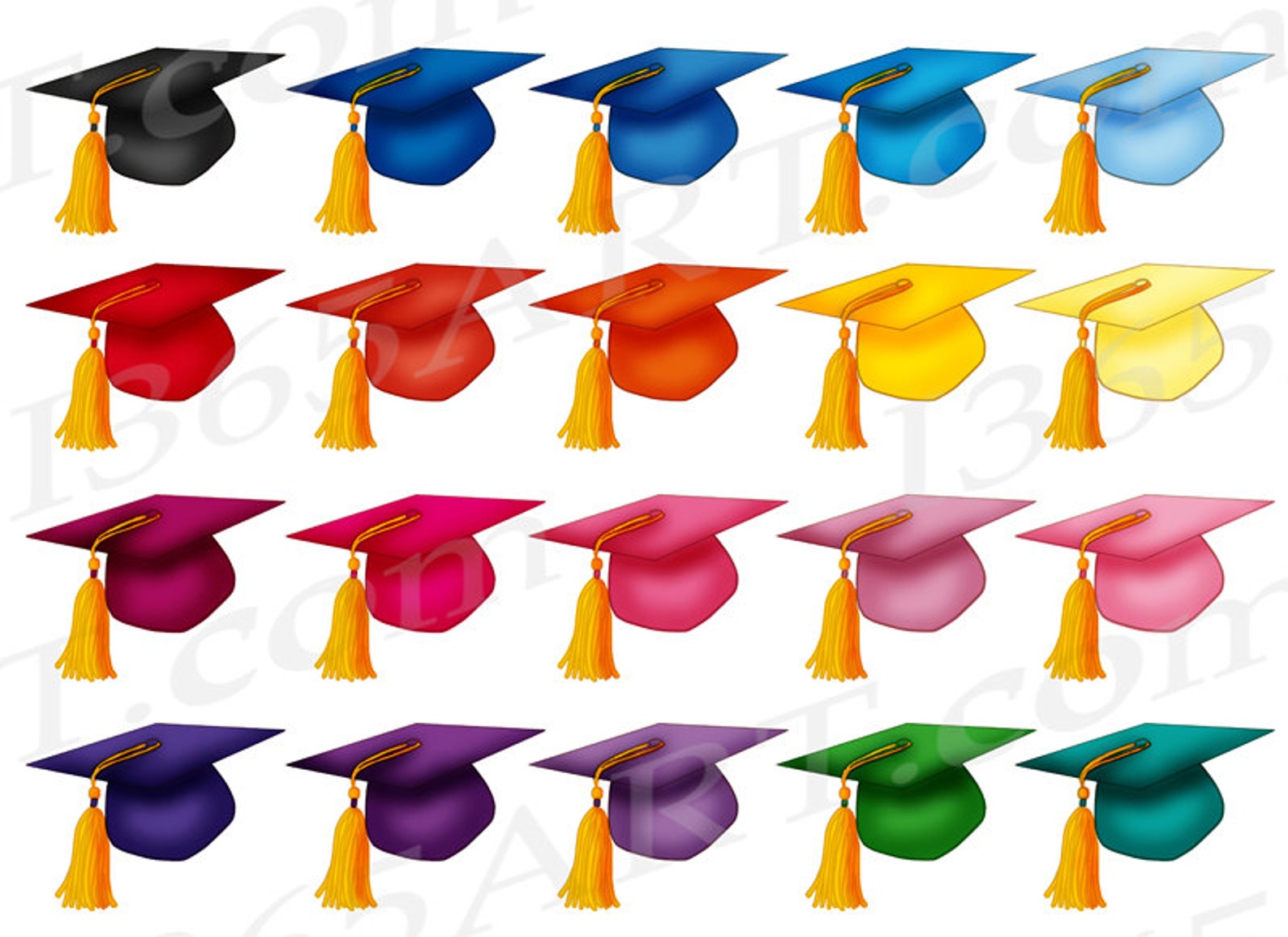 Buy 3 Get 1 Free Graduation Caps Clipart Graduation Hats Clip Etsy