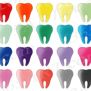 Buy 3 Get 1 Free Tooth Clipart, Teeth Clip art, Dental Clipart, Dentist Appointment, Colorful Teeth Reminder, Planner Icons, PNG, Commercial image 2