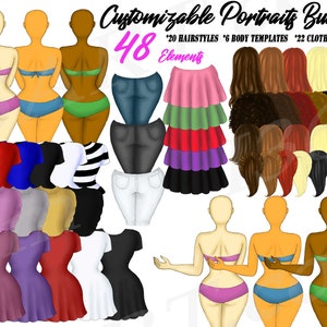 Custom Girls clipart, Customizable, Portraits, Hairstyles, Best Friends, DIY, Dress Up, Planner Dashboard, Illustrations, Character Builder image 1