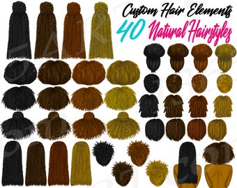 Natürlich Frisuren Clipart, Afro, Braids, Locks (digitaler Download)