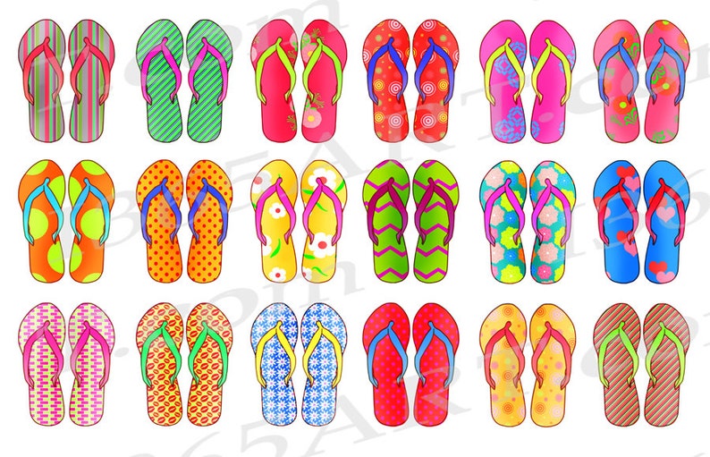 50% OFF Sandals Clip Art Flip Flops Clip Art Summer Sandals | Etsy