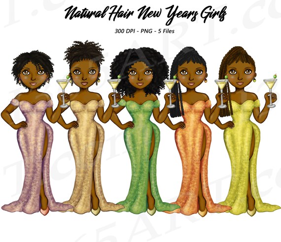 50 Off New Year Planner Clipart Natural Hair Black Girls
