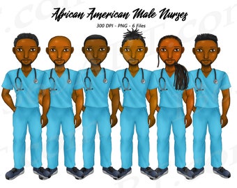 Imágenes prediseñadas de enfermero negro, médico afroamericano PNG (descarga digital)