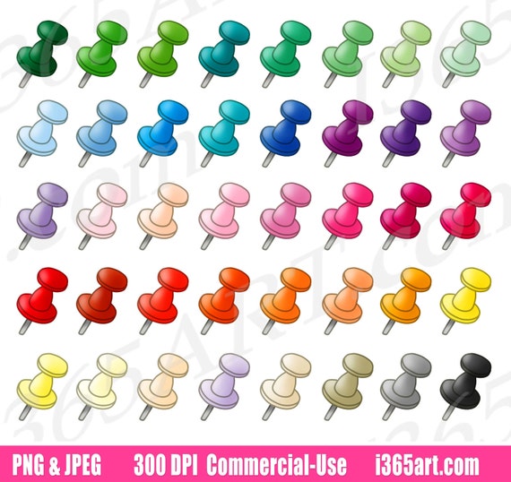 Buy 3 Get 1 Free Push Pins Clipart, Thumbtack Clip Art, Thumb Tacks 40,  Office Supplies, Planner Sticker Graphics, Digital, PNG, Commercial 