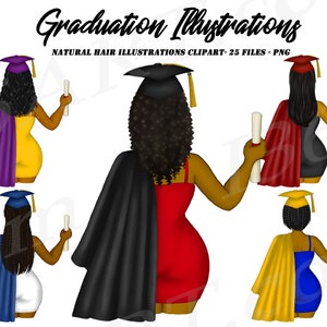 Clipart di ragazza laureata nera, Clip art di ragazza laureata, PNG di donne nere, Donne laureate, Toga e tocco di laurea, Donne afroamericane