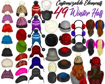 Best Friends Clipart, Custom Winter Hats clipart, Winter Hats, Beanie, Custom Best Friends, Winter Fashion, DIY, January, Character Builder