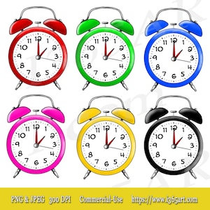 Wecker Clipart, Wecker ClipArt, Scrapbooking, Party-Einladungen, bunte Vielfalt digitale Uhr Illustrationen Werbung