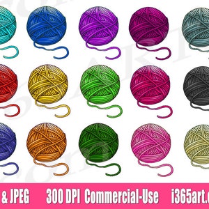 Garn Clipart Clipart, Häkel-Clipart, Garnball Clipart, Stricken, Garnkugeln, Scrapbooking, Grafik, PNG, Kommerzielles