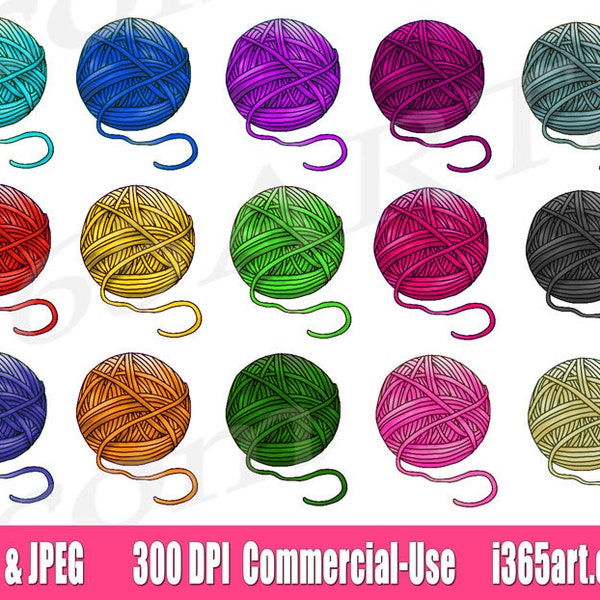 Yarn Clipart Clip art, crochet clipart, yarn ball clipart, knitting, balls of yarn, scrapbooking, Graphics, PNG, Commercial