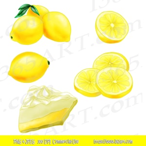 Clipart de limão, Clip art de limão, Ilustração de fruta limão, Torta de merengue, Desenhado à mão, digital, Convites para festas, Scrapbooking, PNG