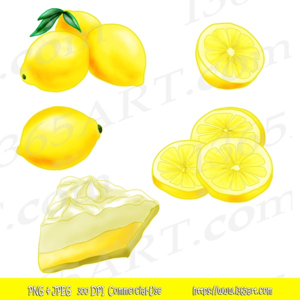 Buy 3 get 1 Free Lemon Fruit Clipart, Lemon clip art, Lemons, meringue Pie, Hand drawn, digital, Party Invitations, Scrapbooking, PNG