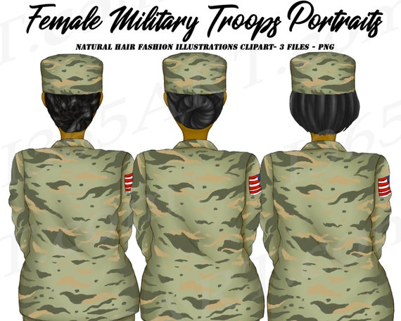 Military Woman Clipart Army Natural Hair Independence Black