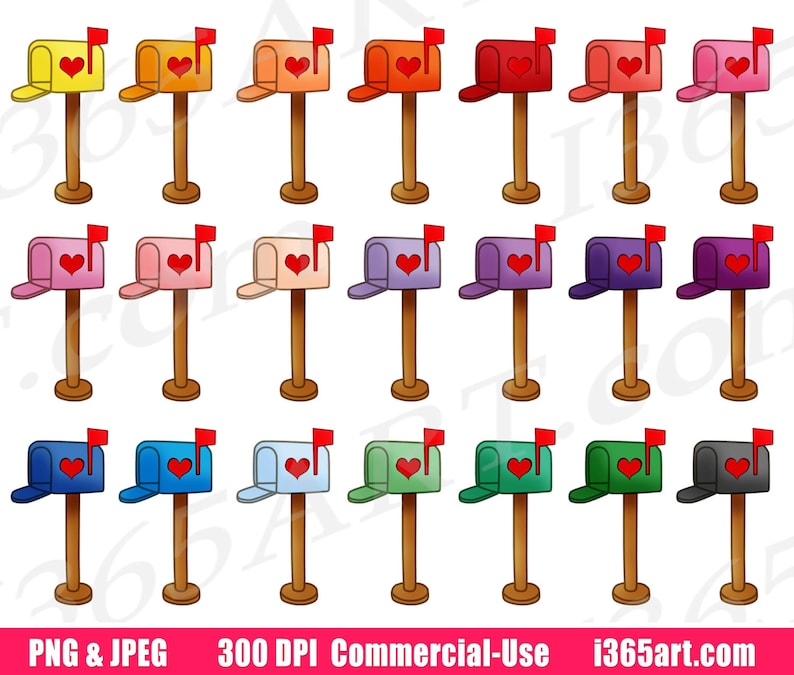 Mailbox Clipart, Mail Box Clip Art, Post Boxes, Mail Posts, Postal Service, Planner Sticker Icons, PNG, Commercial, Printable image 1