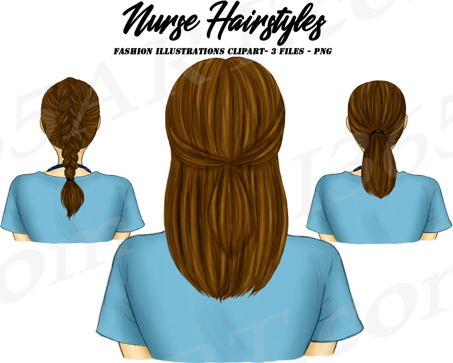Download Nurse Girls Clipart Nurse Portraits Personal Clipart Brunette Hairstyles Glam Medical Printable Planner Dashboard Illustrations