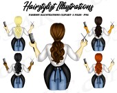 Hairdresser Clipart, Career Clipart, Hairstylist Clipart, Hair Stylist Clipart, Salon Clipart, African American Clipart, Barber Clipart, PNG Il_170x135