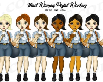 Mail Woman Clipart, Planner Stickers, Commercial Use (PNG Download)