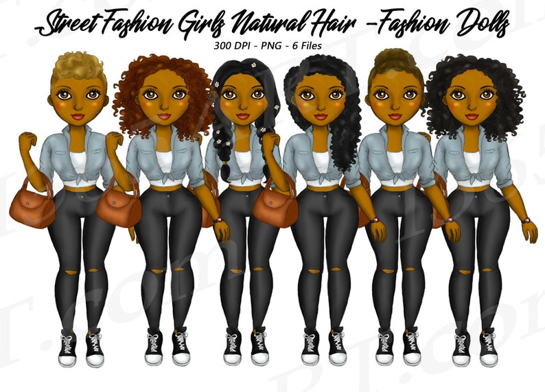 Street Fashion Planner Clipart Black Woman Clipart Natural - Etsy