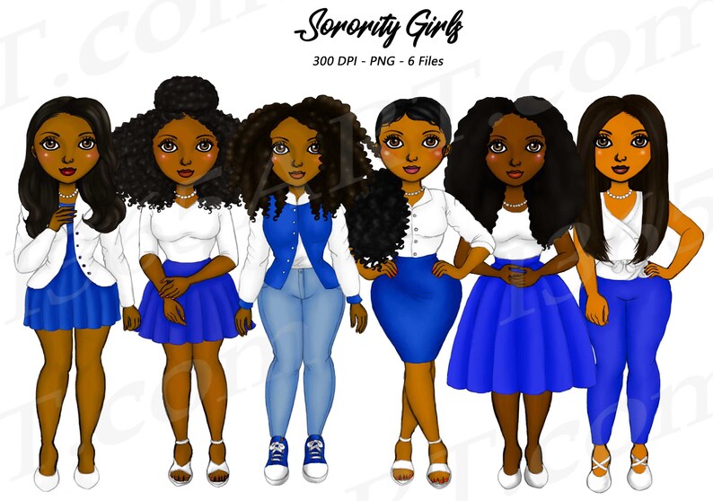 Buy 3 get 1 Free Sorority Clipart Natural Hair Black Girl | Etsy