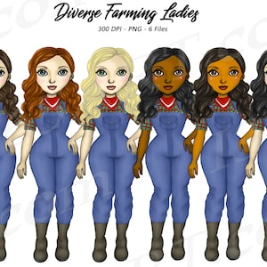 Clipart de fermiers, fille de la ferme PNG, afro-américain, campagne, clipart jardinier, carrière femmes, clipart jardinage, sublimation, fille mode