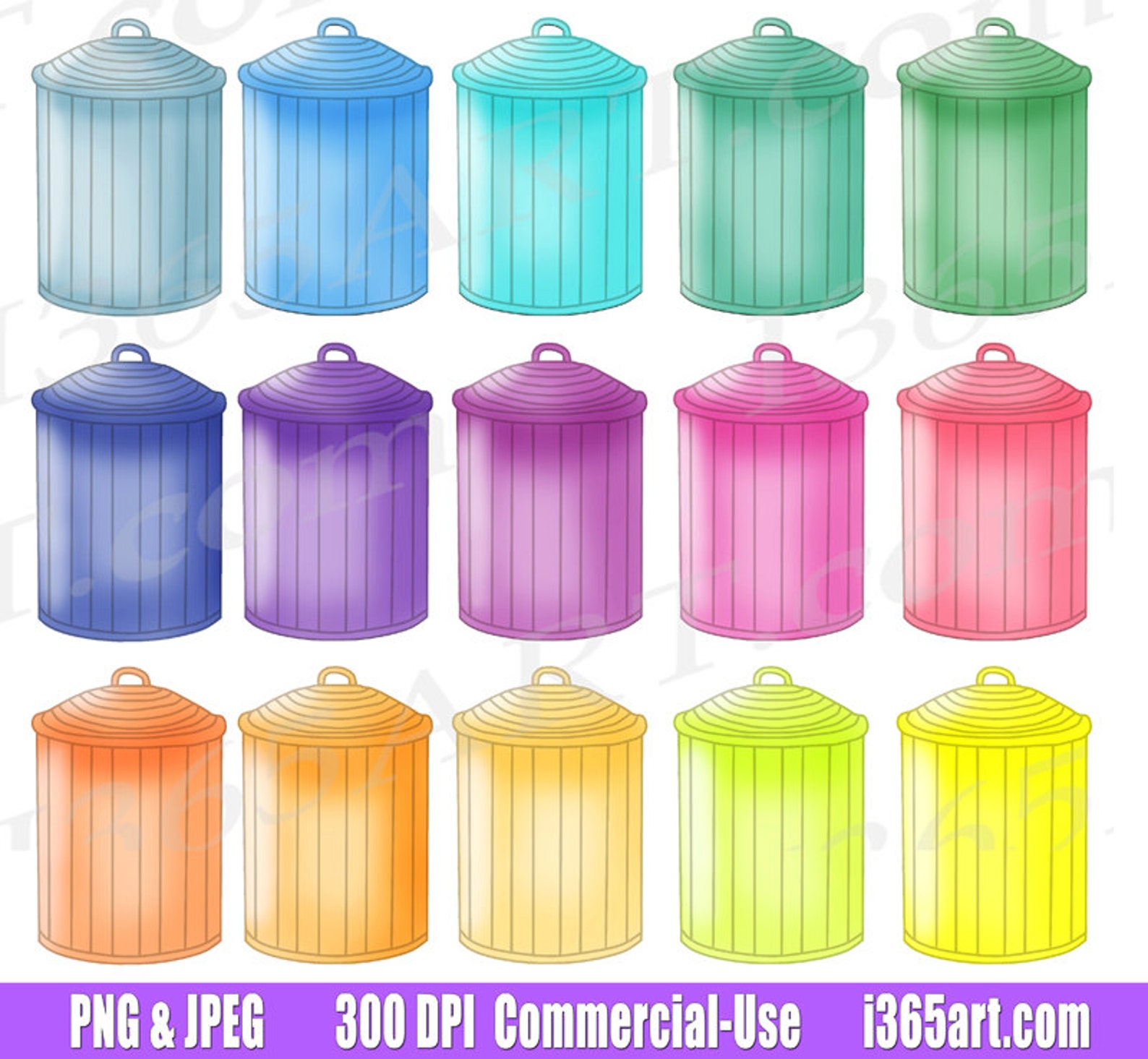 Trash Can Clipart Trash Can Clip art Trash Bin Garbage can | Etsy