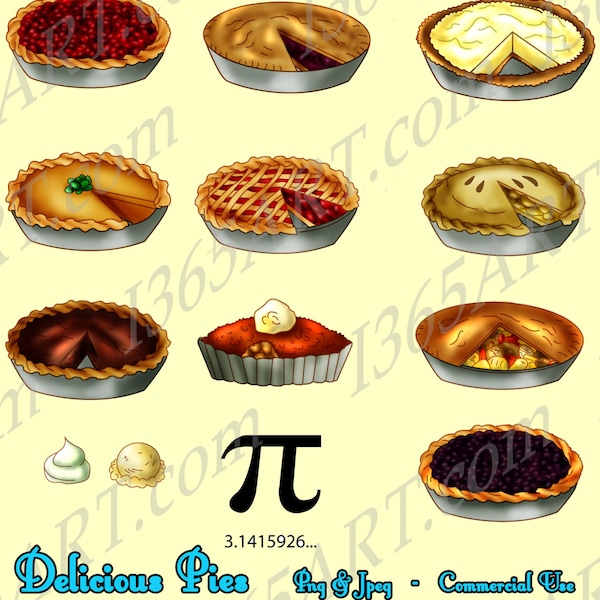 Delicious Pie Clipart, Food Illustrations, JPEG PNG (Digital Download)