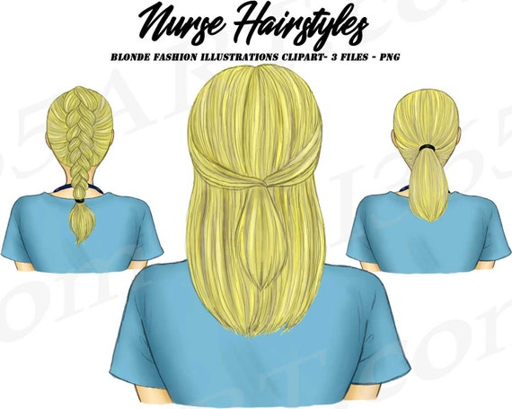 Download Nurse Girls Clipart Nurse Portraits Personal Clipart Blonde Hairstyles Glam Medical Printable Planner Dashboard Illustrations