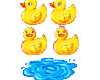 Hand Drawn Rubber Ducky Clipart, Duck Clipart, Scrapbooking, Party Invitations, DIY, Embellishments, Cute Ducks, Bath time, Commercial