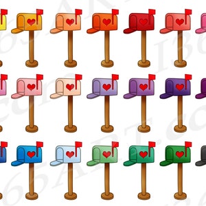 Mailbox Clipart, Mail Box Clip Art, Post Boxes, Mail Posts, Postal Service, Planner Sticker Icons, PNG, Commercial, Printable image 2