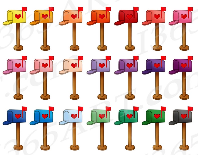 Mailbox Clipart, Mail Box Clip Art, Post Boxes, Mail Posts, Postal Service, Planner Sticker Icons, PNG, Commercial, Printable image 2