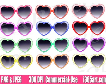 Heart Glasses Clipart, Heart Glasses Clip art, Sun glasses clipart, Scrapbooking, Planner Supplies, Invitation, PNG, Commercial