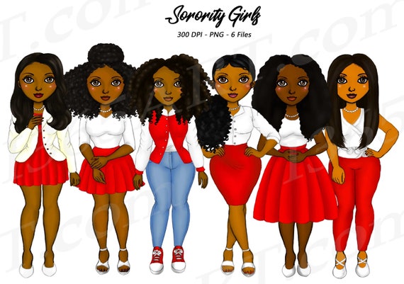 Sorority Clipart, Natural Hair, Black Girl, Black Women, Fashion, African American Woman, Red white, Fashion Girl, Curvy Girls Il_570xn