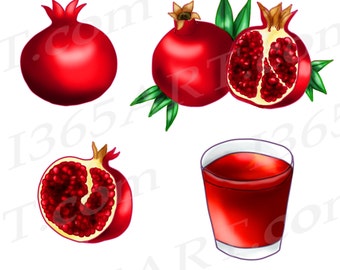Ręcznie rysowany owoc granatu, grafika DIY (do pobrania w wersji cyfrowej)