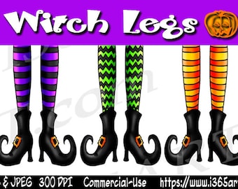 Clipart gambe strega, Clip art calze strega, a righe, Clipart Halloween, Piedi strega, Clip art Halloween, Digitale, Scrapbooking