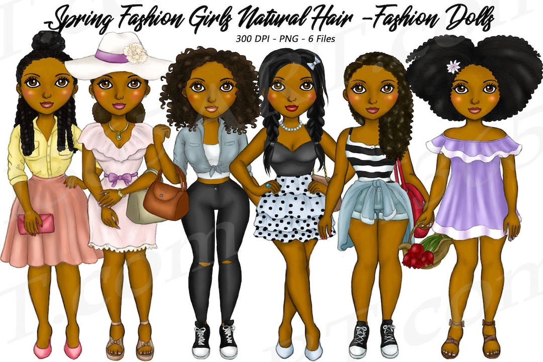 Spring Girl Clipart, Black Girls Clipart, Black Woman Clipart, Natural ...