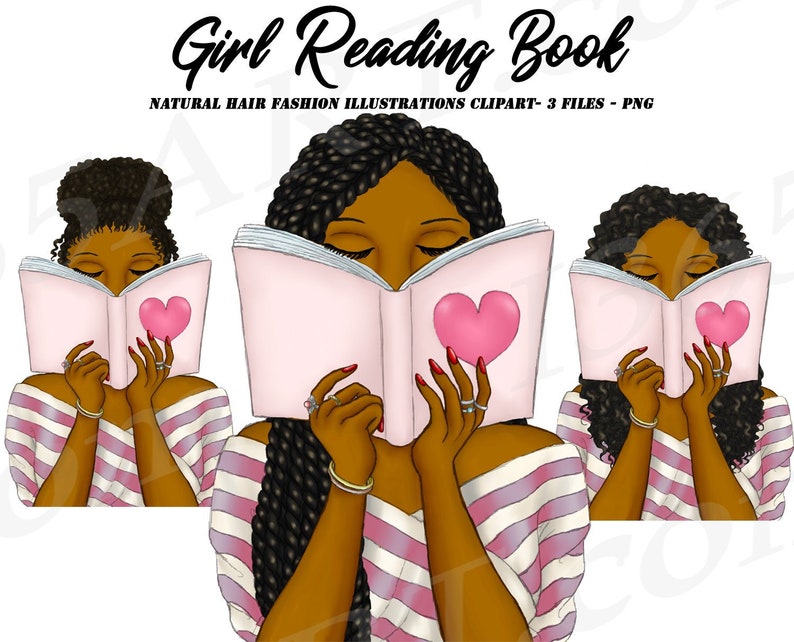 Black Woman Reading Clipart