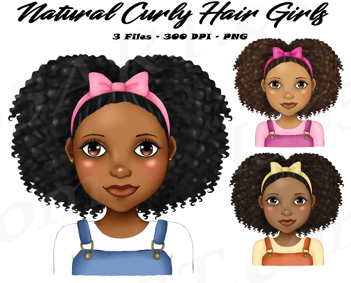 Little Black Girl PNG Little Black Girl Clipart Afro Curly - Etsy