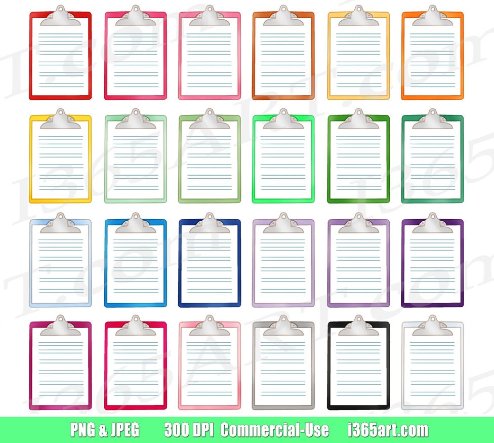 Clipboard Clipart List Clip Art Check List Planners To-do - Etsy