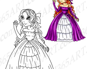 Buy 3 Get 1 Free Princess, girl clipart, girl clip art, Princess Clip art,  Digital Stamp, Coloring Page, Anime, Chibi,  Commercial